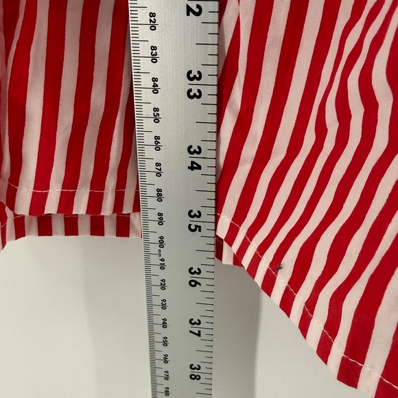 Lusana Rosa Poplin Mini Dress Red White Striped Smocked Womens Size 4 - Picture 9 of 10